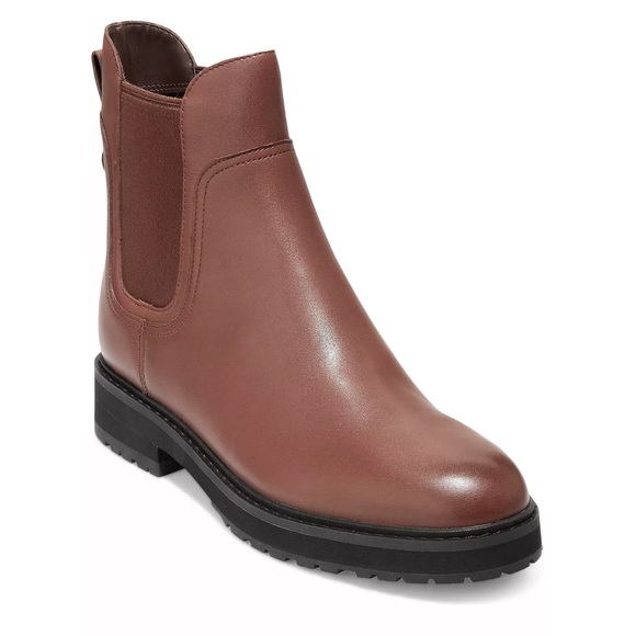 NWT Cole Haan Greenwich waterproof Chelsea bootie in chestnut leather, size 11B - Picture 2 of 12